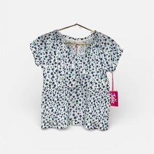 Justice Blue and White Floral Kids Blouse